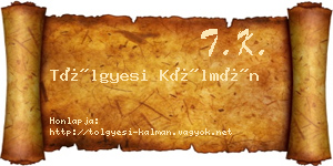 Tölgyesi Kálmán névjegykártya